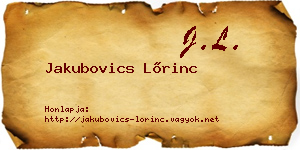 Jakubovics Lőrinc névjegykártya